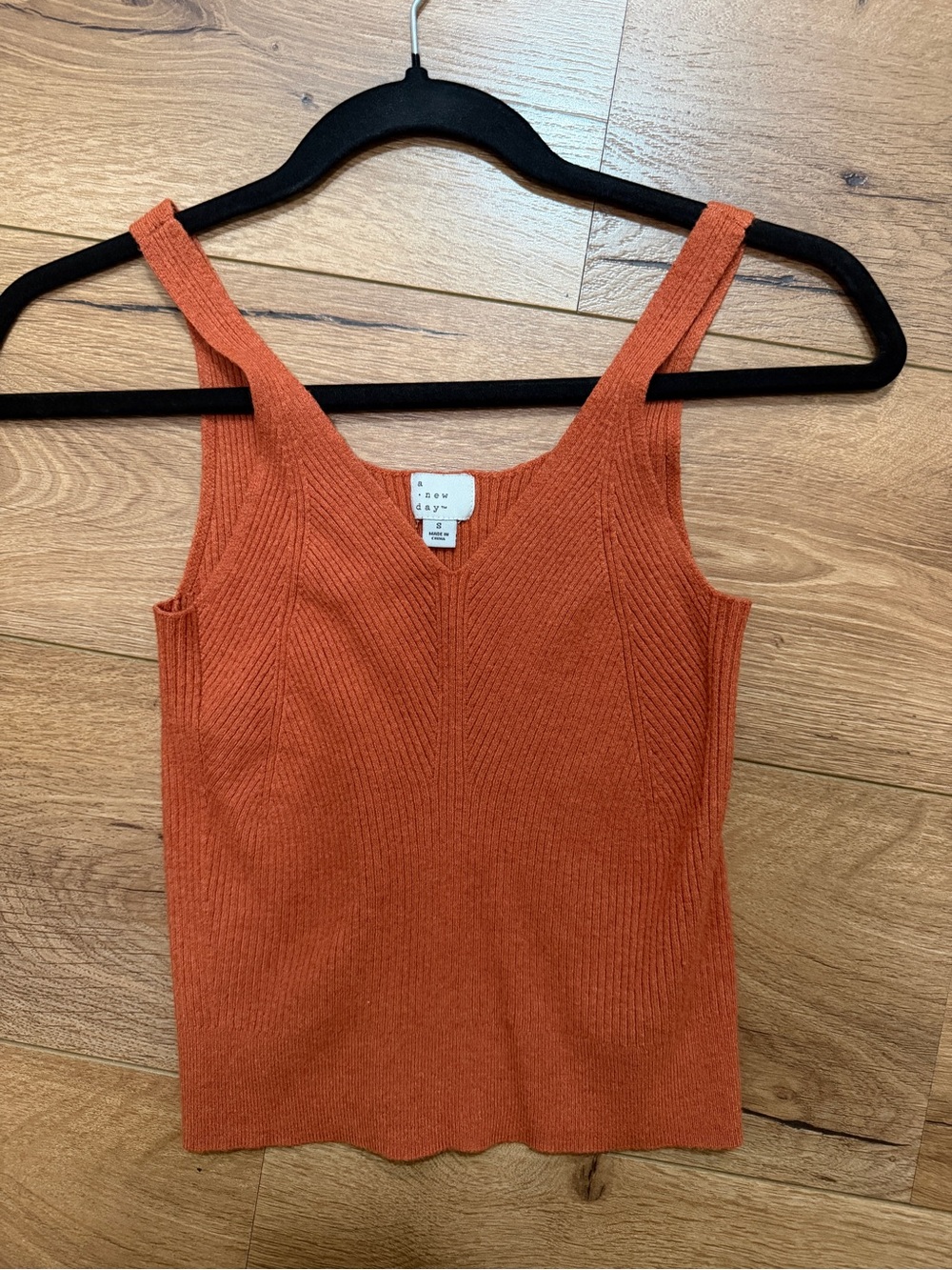 a new day Rust Orange Ribbed Square-Neck Tank